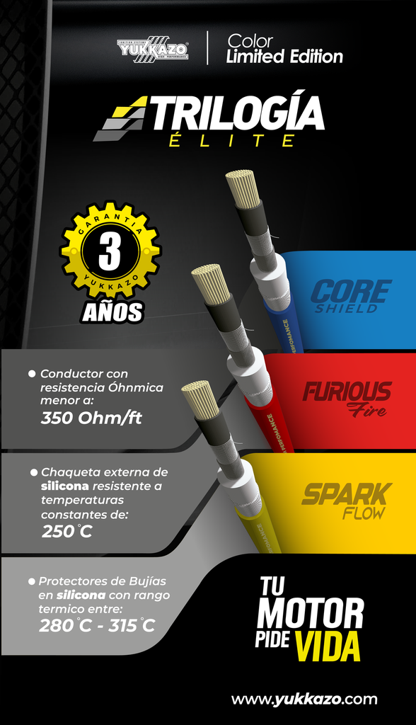 TRILOGÍA ROJO - CABLES CHEV. AVEO 1.6 05-13 16 VAL